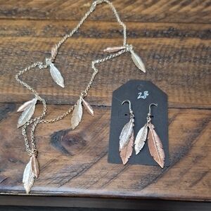 Elegant Copper and Silver Leaf Jewelry Set